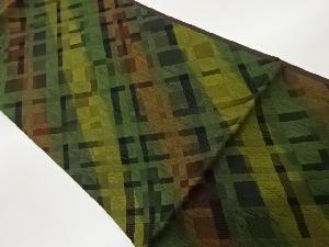 小池織物製　ふくれ織斜線模様織出し全通袋帯